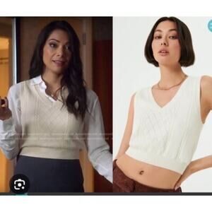 Aritzia Sunday Best Quinn Cream Birch Diamond Knit Sweater Vest